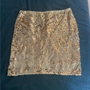 Gold Sequin Knee Length/Mini Skirt Andrew Marc - Size XL